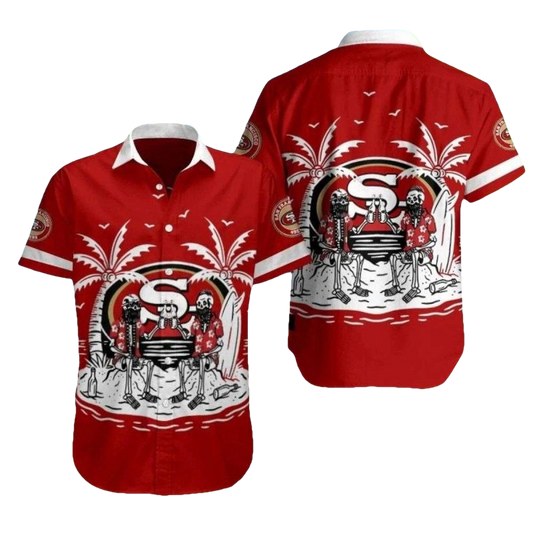 Beachside Bones 49ers Skeleton Surf Party Hawaiian Shirt - Moonbestprint
