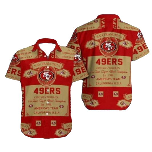 49ers Vintage Beer Label Championship Design Hawaiian Shirt - Moonbestprint