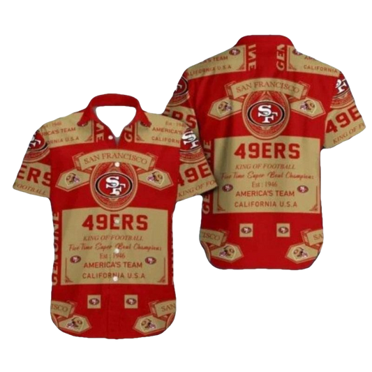 49ers Vintage Beer Label Championship Design Hawaiian Shirt - Moonbestprint