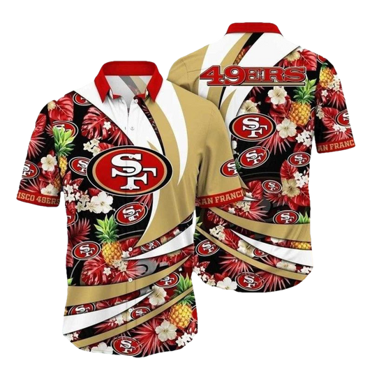 49ers Tropical Pineapple Pattern Hawaiian Shirt - Moonbestprint