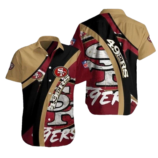 49ers Urban Edge Red Beige Streak Hawaiian Shirt - Moonbestprint