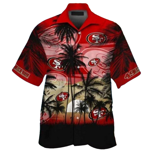 49ers Sunset Palm Coconut Tree Hawaiian Shirt - Moonbestprint