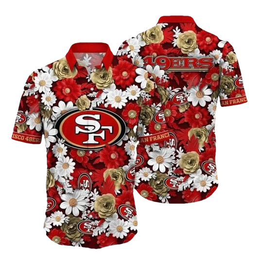 49ers Summer Garden Touchdown Floral Hawaiian Shirt - Moonbestprint