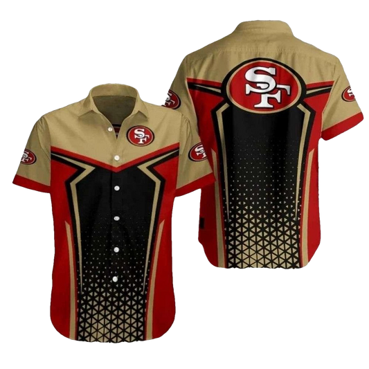 49ers Gold Rush Beige Red Dotted Elegance Hawaiian Shirt - Moonbestprint