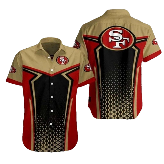 49ers Gold Rush Beige Red Dotted Elegance Hawaiian Shirt - Moonbestprint