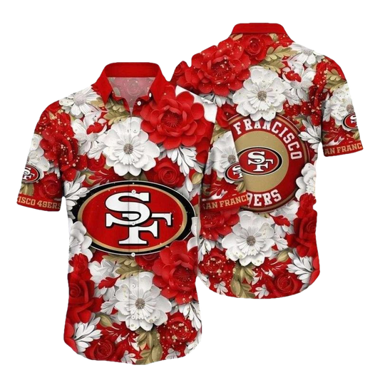 49ers Floral Emblematic Tropical Hawaiian Shirt - Moonbestprint