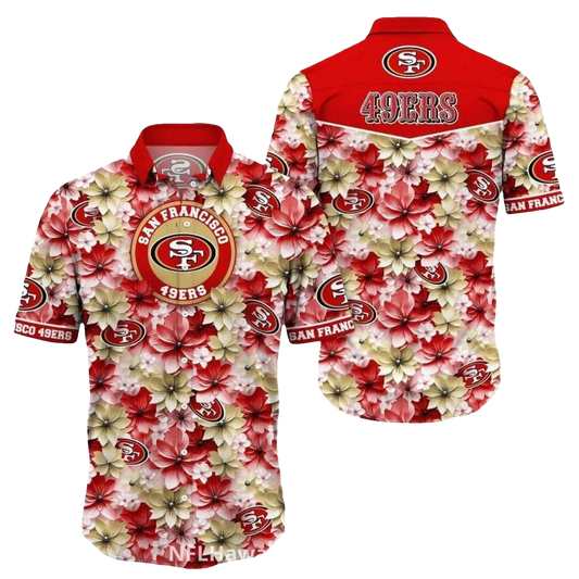 49ers Floral Hibiscus Paradise Hawaiian Shirt - Moonbestprint