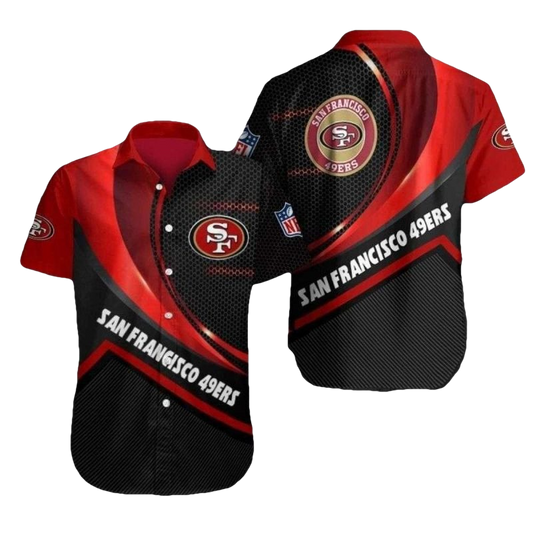 49ers Bold Red Zone Black And Crimson Hawaiian Shirt - Moonbestprint