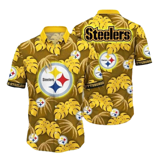 Pittsburgh Steelers Yellow Leaf Blitz Hawaiian Shirt - Moonbestprint