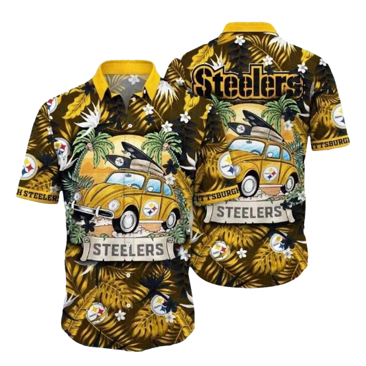 Pittsburgh Steelers Vintage Ride Tropical Hawaiian Shirt - Moonbestprint