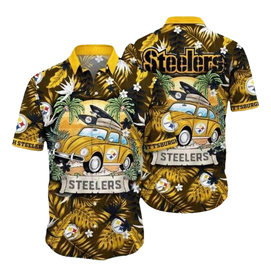 Pittsburgh Steelers Vintage Ride Tropical Hawaiian Shirt - Moonbestprint