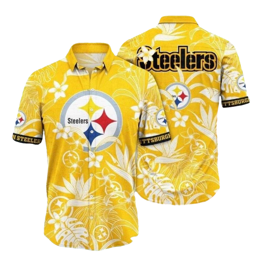 Pittsburgh Steelers Vibrant Tropical Gold Hawaiian Shirt - Moonbestprint