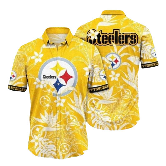 Pittsburgh Steelers Vibrant Tropical Gold Hawaiian Shirt - Moonbestprint
