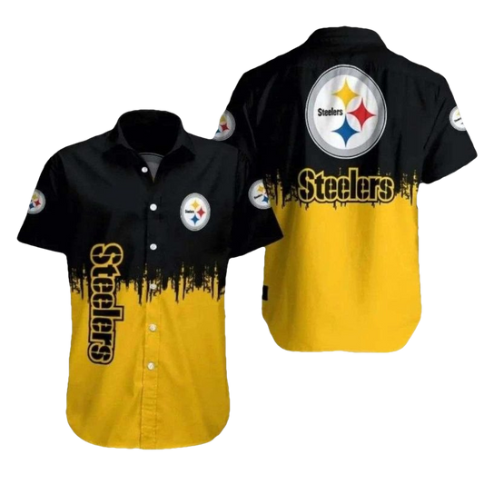 Pittsburgh Steelers Urban Splash Black Yellow Hawaiian Shirt - Moonbestprint