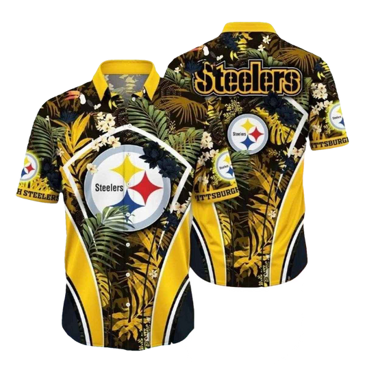 Pittsburgh Steelers Twilight Tropics Silk Touch Hawaiian Shirt - Moonbestprint