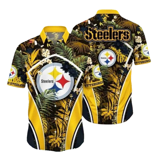 Pittsburgh Steelers Twilight Tropics Silk Touch Hawaiian Shirt - Moonbestprint