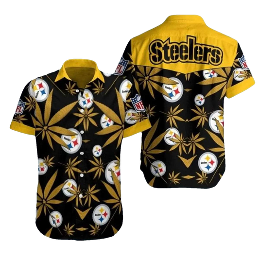 Pittsburgh Steelers Tropical Nights Floral And Logo Hawaiian Shirt - Moonbestprint