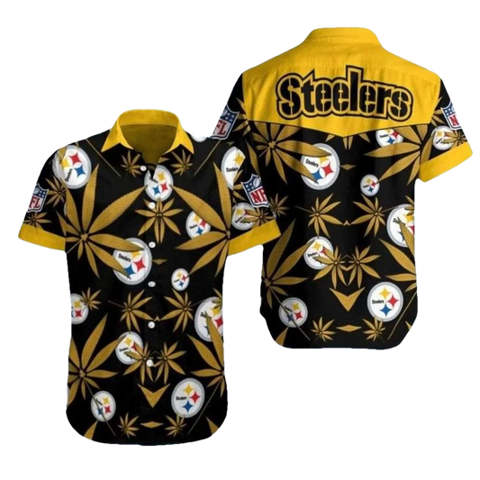 Pittsburgh Steelers Tropical Nights Floral And Logo Hawaiian Shirt - Moonbestprint
