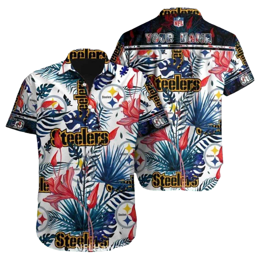 Pittsburgh Steelers Tropical Floral Design Hawaiian Shirt - Moonbestprint