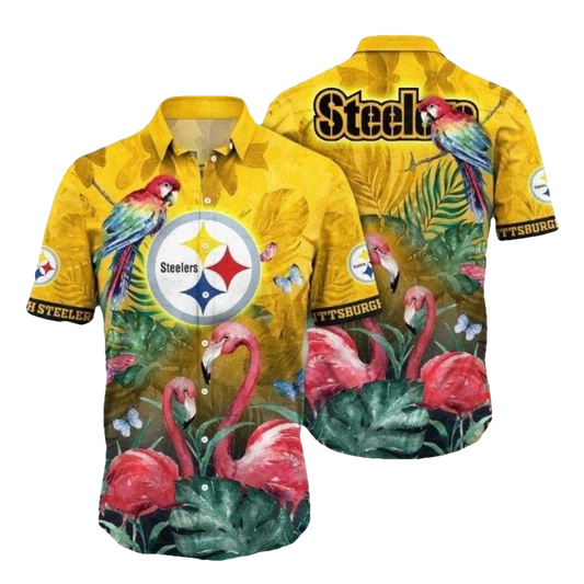 Pittsburgh Steelers Tropical Bird Of Paradise Fan Hawaiian Shirt - Moonbestprint