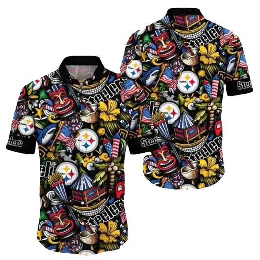 Pittsburgh Steelers Tiki Carnival And Football Fest Hawaiian Shirt - Moonbestprint