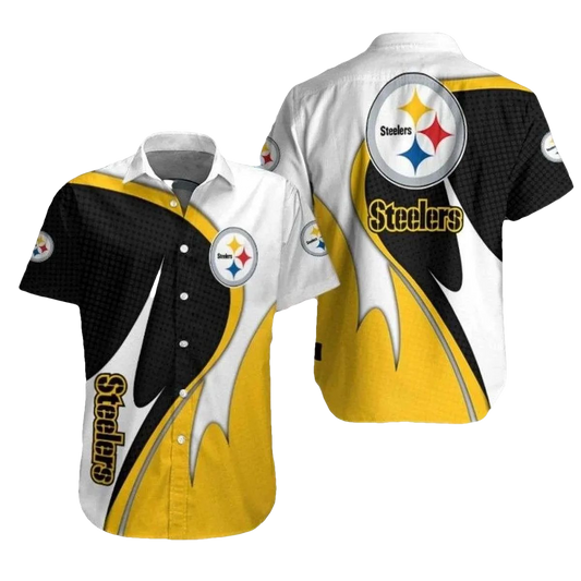 Pittsburgh Steelers Swoosh Of Steel Flowing Design Hawaiian Shirt - Moonbestprint