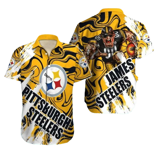 Pittsburgh Steelers Swirl Pattern And Team Logo Hawaiian Shirt - Moonbestprint