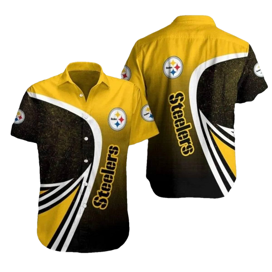 Pittsburgh Steelers Starry Night Galaxy Black And Yellow Hawaiian Shirt - Moonbestprint