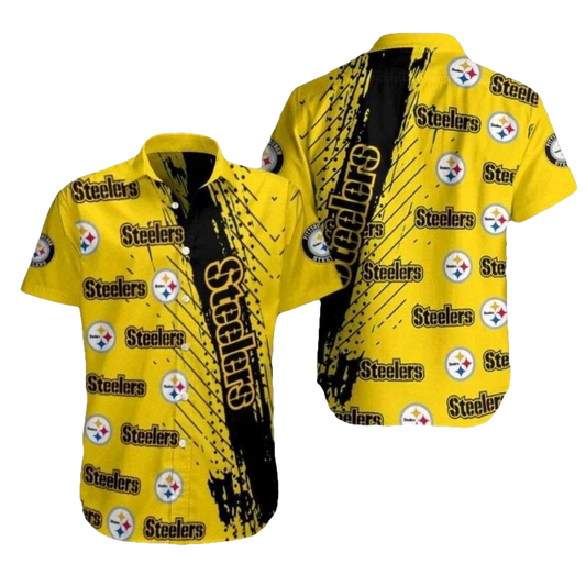 Pittsburgh Steelers Splatter Art Yellow Rush Hawaiian Shirt - Moonbestprint