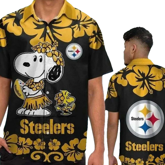 Pittsburgh Steelers Snoopy Hula Dance Design Hawaiian Shirt - Moonbestprint