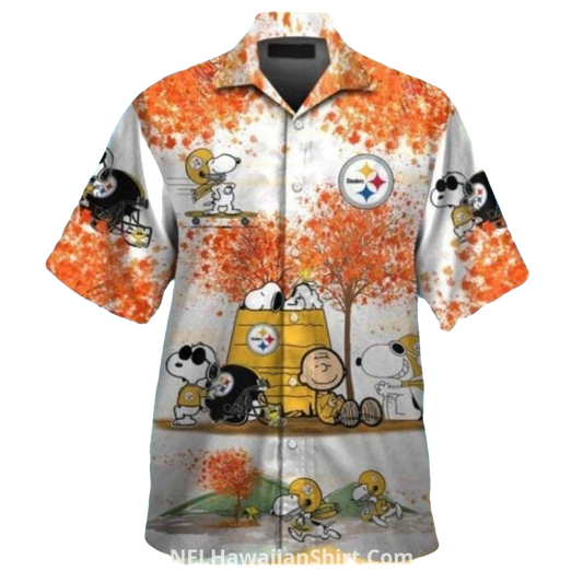 Pittsburgh Steelers Snoopy Autumn Scene Hawaiian Shirt - Moonbestprint