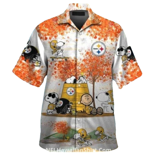 Pittsburgh Steelers Snoopy Autumn Scene Hawaiian Shirt - Moonbestprint