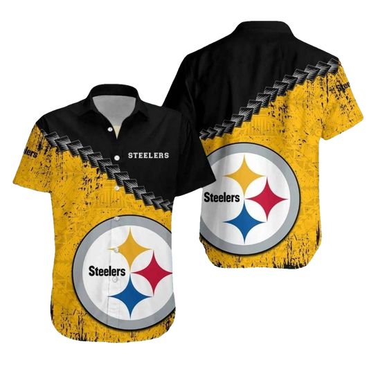 Pittsburgh Steelers Rugged Industrial Black And Yellow Hawaiian Shirt - Moonbestprint