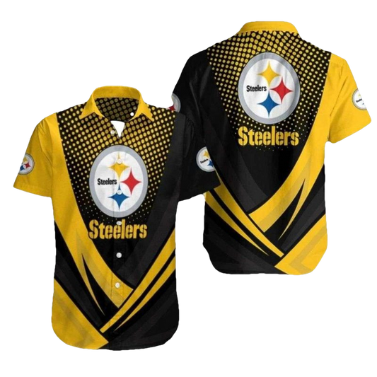 Pittsburgh Steelers Polka Dot Party Yellow Black Hawaiian Shirt - Moonbestprint