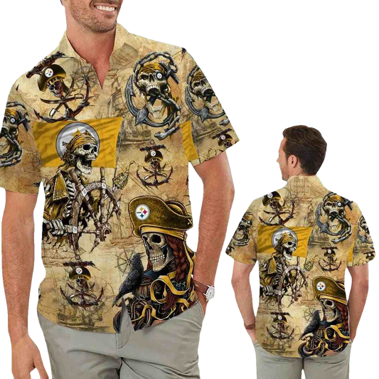 Pittsburgh Steelers Pirates Retro Summer 2025 Hawaiian Shirt - Moonbestprint