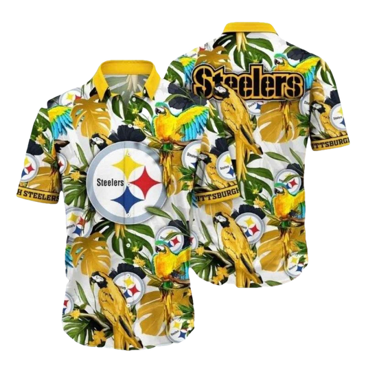 Pittsburgh Steelers Parrot Paradise Tropical Hawaiian Shirt - Moonbestprint