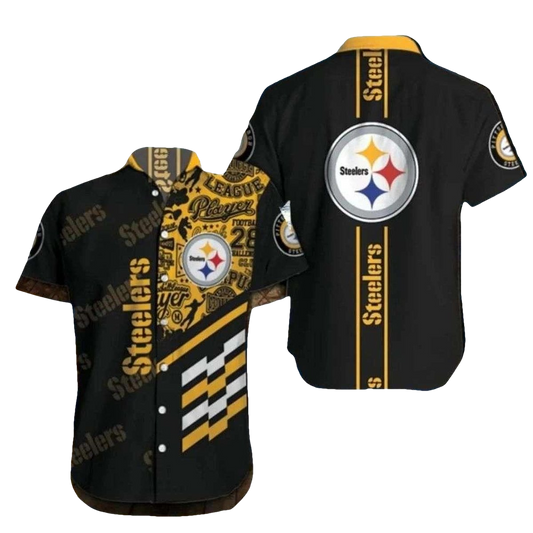 Pittsburgh Steelers Logo Vintage Black Hawaiian Shirt - Moonbestprint