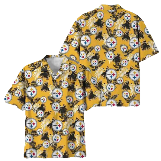 Pittsburgh Steelers Logo And Tropical Vibes Pattern Hawaiian Shirt - Moonbestprint