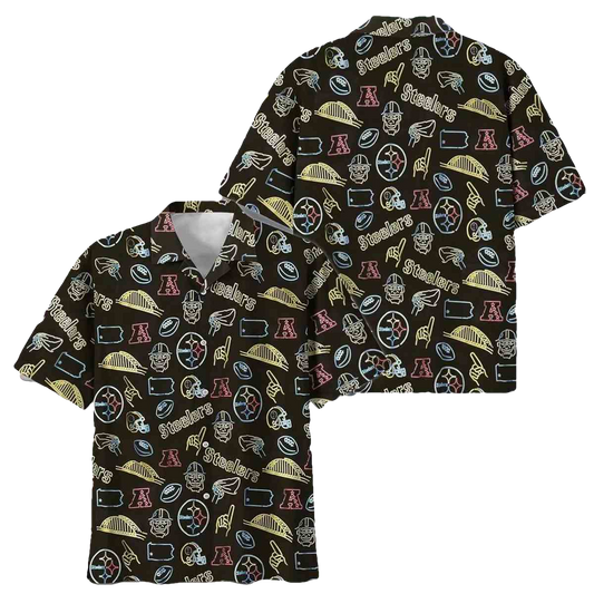 Pittsburgh Steelers Logo And Game Day Vibes Hawaiian Shirt - Moonbestprint