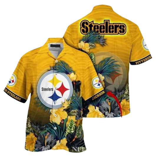 Pittsburgh Steelers Golden Tropics Fanfare Hawaiian Shirt - Moonbestprint