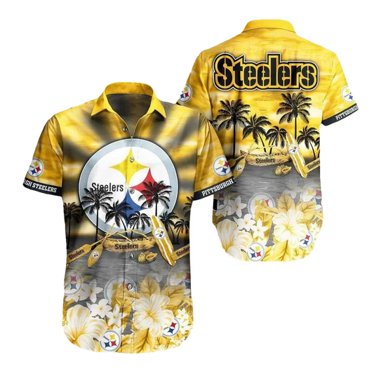 Pittsburgh Steelers Flower On The Beach Hawaiian Shirt - Moonbestprint