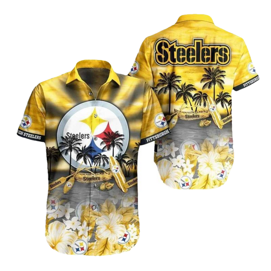 Pittsburgh Steelers Flower On The Beach Hawaiian Shirt - Moonbestprint