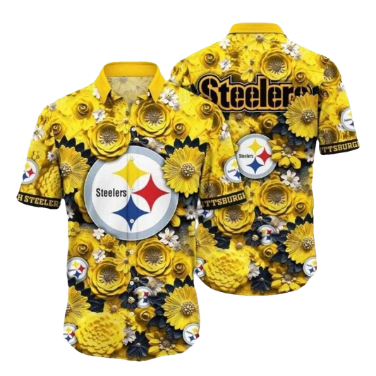 Pittsburgh Steelers Daisy Field Play Cheerful Hawaiian Shirt - Moonbestprint