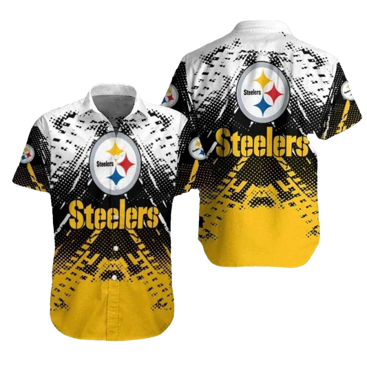 Pittsburgh Steelers City Skyline Yellow Gradient Hawaiian Shirt - Moonbestprint