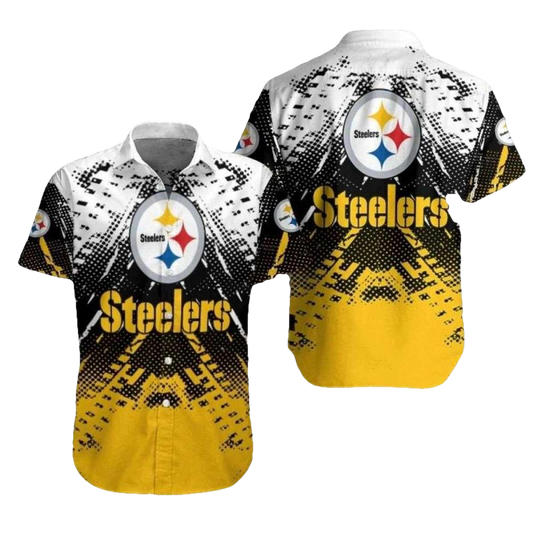 Pittsburgh Steelers City Skyline Yellow Gradient Hawaiian Shirt - Moonbestprint