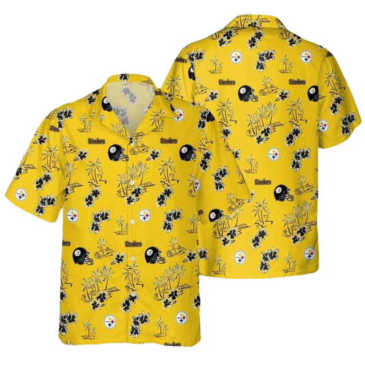 Pittsburgh Steelers Characters Tropical Yellow Hawaiian Shirt - Moonbestprint