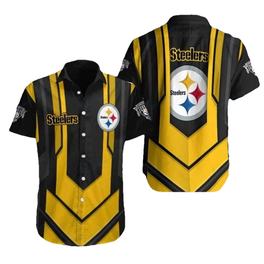 Pittsburgh Steelers Championship Legacy Striped Black And Gold Hawaiian Shirt - Moonbestprint
