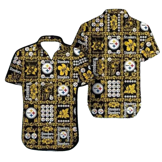 Pittsburgh Steelers Bold Black And Yellow Patchwork Hawaiian Shirt - Moonbestprint