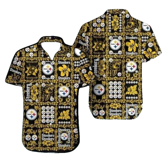 Pittsburgh Steelers Bold Black And Yellow Patchwork Hawaiian Shirt - Moonbestprint
