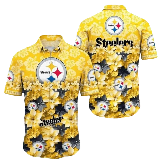 Pittsburgh Steelers Bloom Of Victory Floral Burst Hawaiian Shirt - Moonbestprint